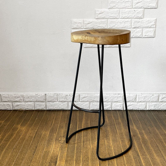 バルス BALS PI バースツール ハイスツール カウンターチェア マンゴー無垢材 アイアンレッグ ダブルティー WTW A ◎