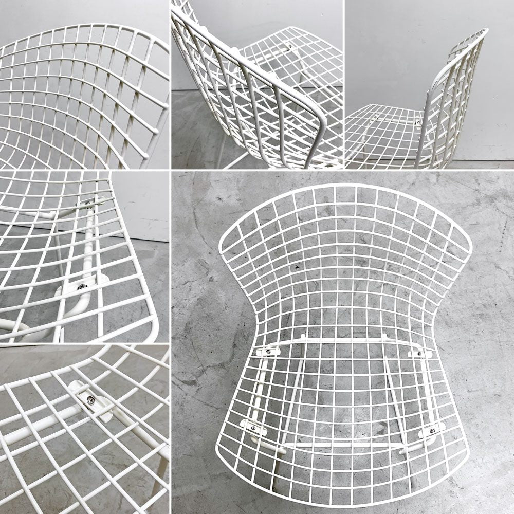 ノル Knoll 420 サイドチェア ワイヤーチェア ホワイト ハリー・ベルトイア Harry Bertoia ミッドセンチュリー ビンテージ 名作椅子 ●