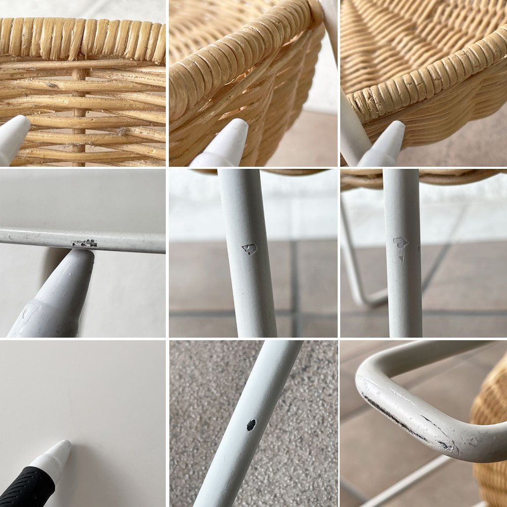 イデー IDEE ワラビー WALLABY サイドテーブル SIDE TABLE ラタン スチール ホワイト ナチュラルモダン H60㎝ 廃番仕様 現行定価39,900円 ◇