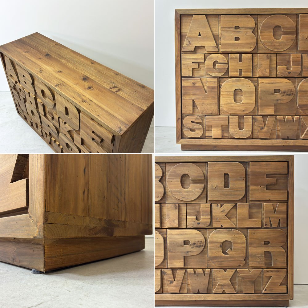 クラッシュゲート CRASH GATE ノットアンティークス Knot antiques ABC キャビネット 古材 チェスト アルファベット 大小抽斗計26杯 店舗什器 関家具 ●