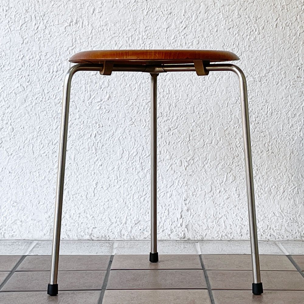 フリッツハンセン Fritz Hansen ビンテージ 3170 ドットスツール 3本脚 チーク材 アルネ・ヤコブセン Arne Jacobsen デンマーク 北欧家具 ◇
