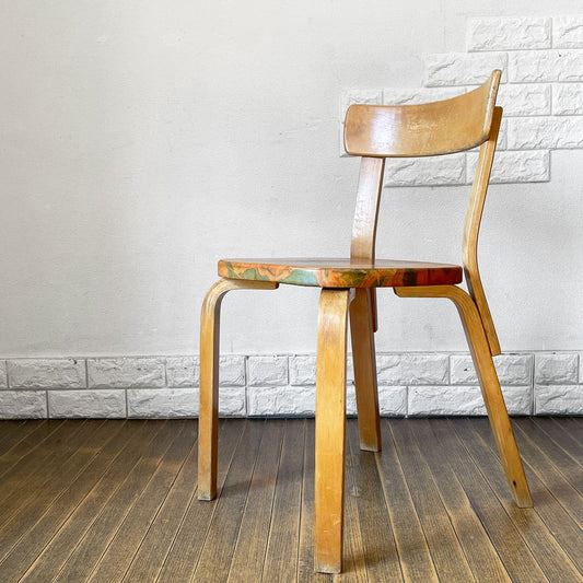 アルテック artek チェア69 ダイニングチェア レザーシート マーブル柄 70`s ビンテージ アルヴァ・アアルト 北欧家具 フィンランド 希少 ◎
