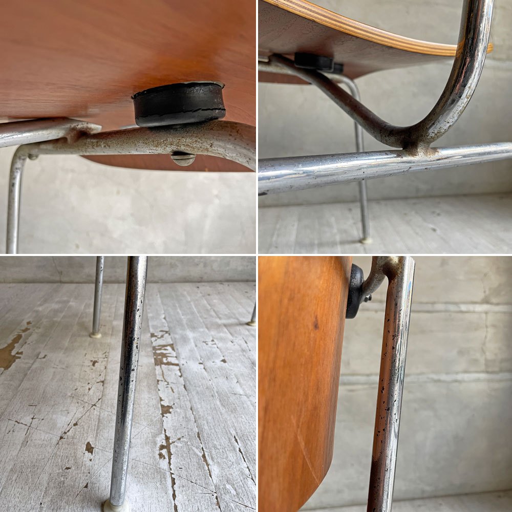 ハーマンミラー Herman Miller プライウッドダイニングチェア DCM ウォールナット メタルレッグ 90's ビンテージ C&R イームズ ミッドセンチュリー ♪