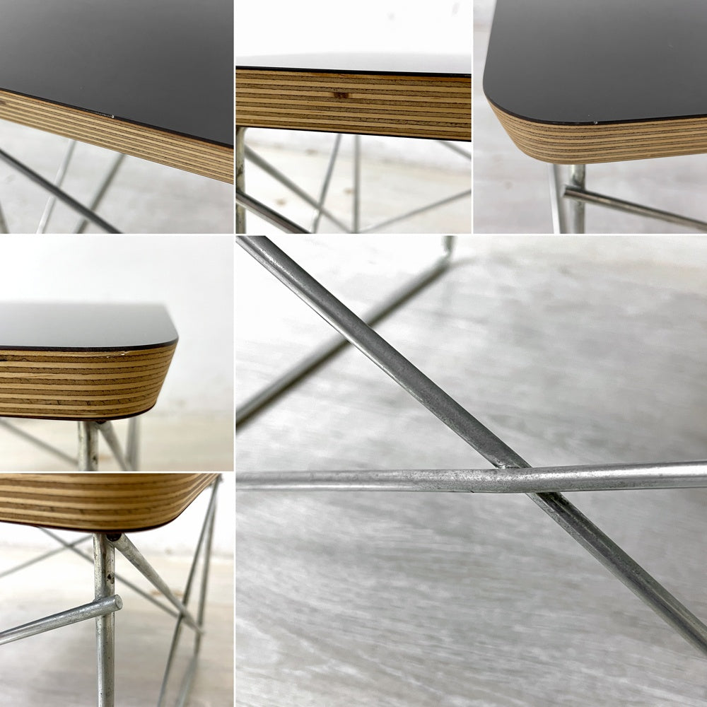 ハーマンミラー Herman Miller LTRT ワイヤーベース ローテーブル メラミントップ バーチ材 C&R イームズ ブラック お膳 W39.5cm ミッドセンチュリー ●