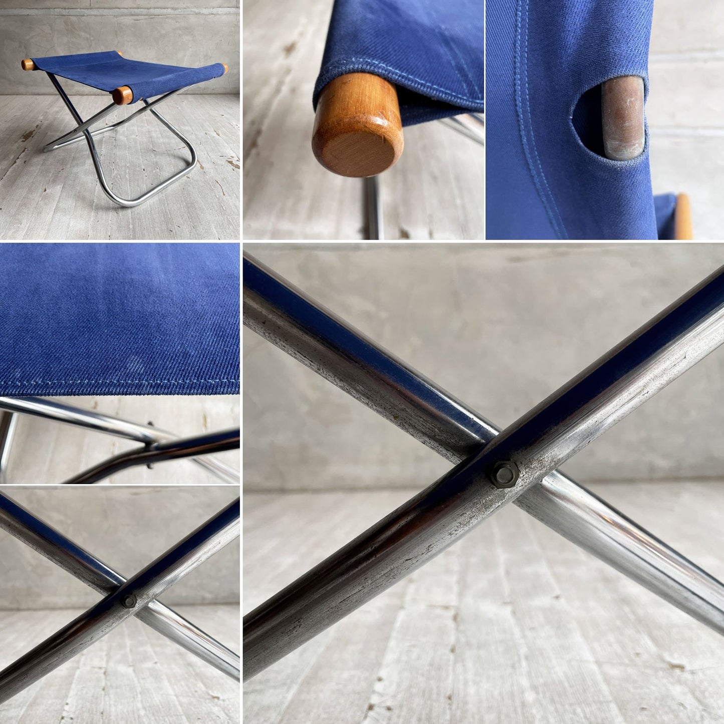 ニーチェア エックス Ny chair X フォールディングチェア オットマン付 ブルー 折り畳みチェア 新居猛 ニーファニチア ♪