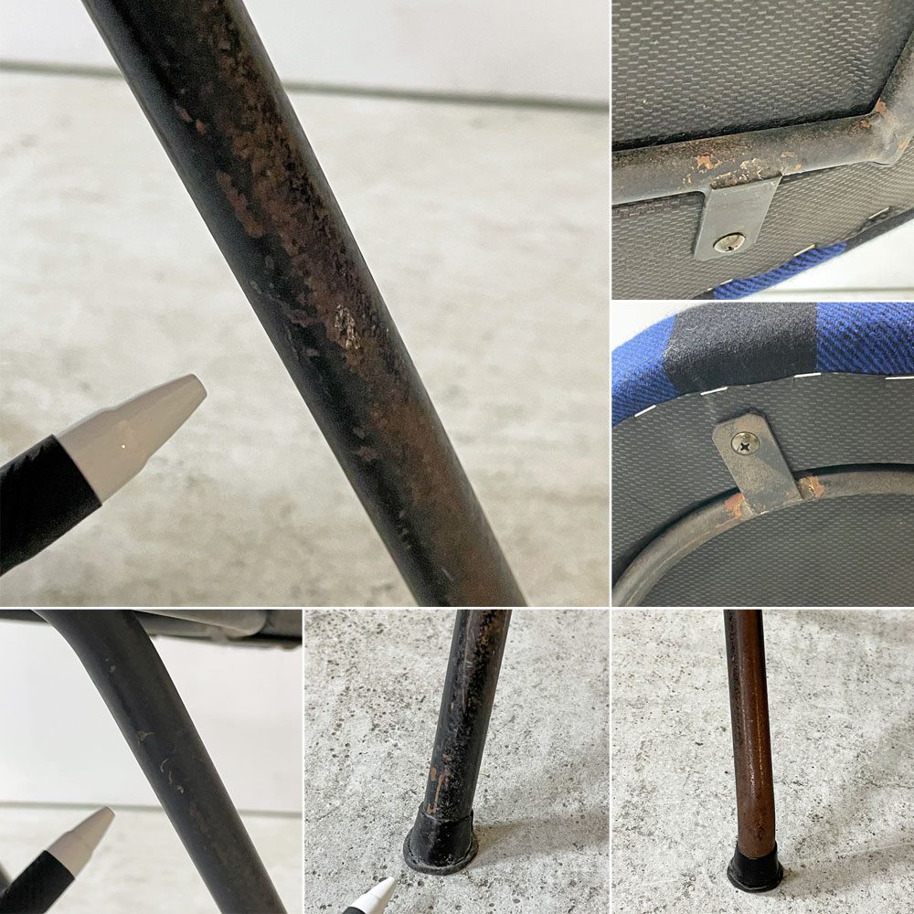 シュタイナー Steiner サイドチェア Model771 タンチェア Tongue バッファローチェック ジョセフ・アンドレ・モット Joseph-Andre Motte フランス ビンテージ 希少 ●