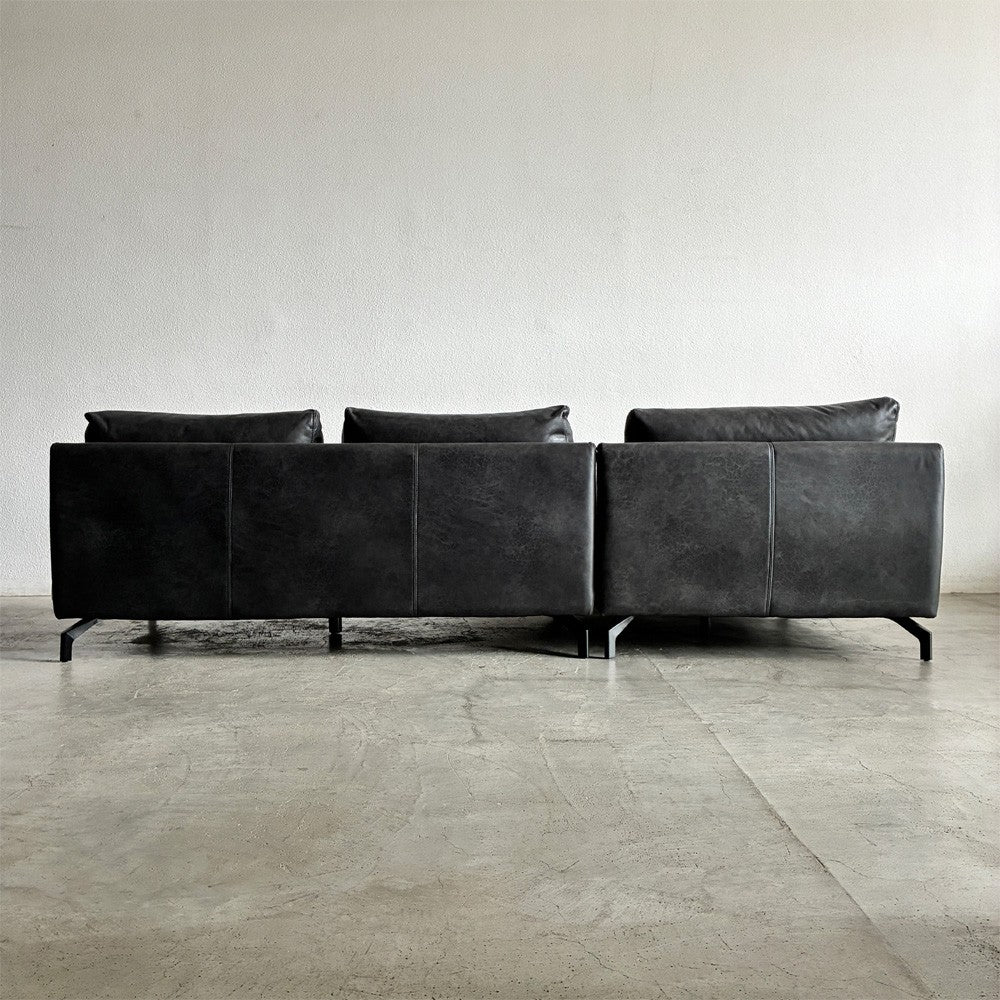 リラックスフォーム RELAX FORM グラシエーロ GLACIERO カウチソファ 2P ＋ シェーズロング セット W261cm 美品 レザーテックス 参考価格235,675円の品 関家具 〓