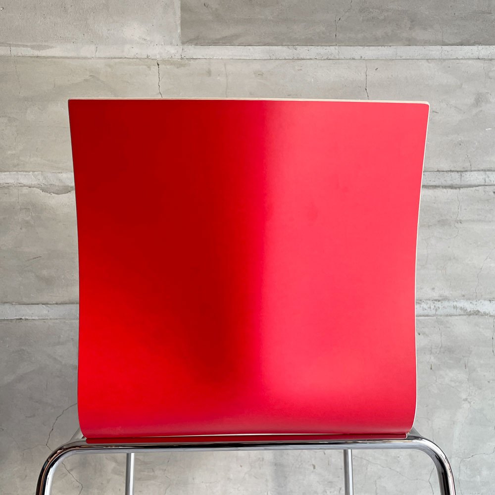 エンゲルブレヒト Engelbrechts チャリックチェア CHAIRIK Chair 101 ダイニングチェア スタッキング 4本脚 レッド プライウッド スチール デンマーク 未使用品 定価63,800円 ♪