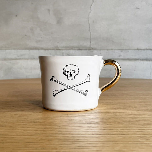 クーンケラミック Kuhn Keramik スカル&クロスボーン Skull and Crossbones コーヒーカップ マグカップ ALICE medium coffee cup ゴールドハンドルドイツ 希少 ♪