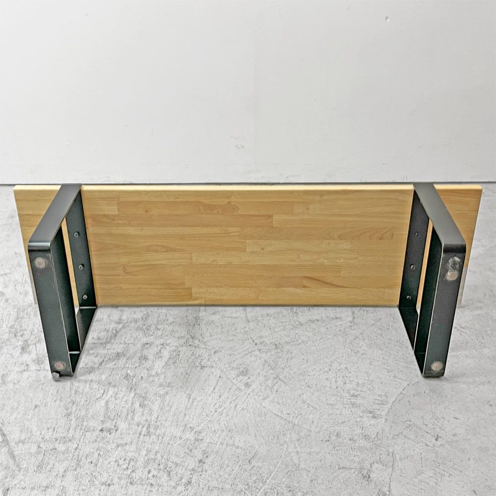 かなでもの KANADEMONO THE TV BOARD LOW TABLE ラバーウッド無垢材 × Black Steel w120cm ナチュラル ●