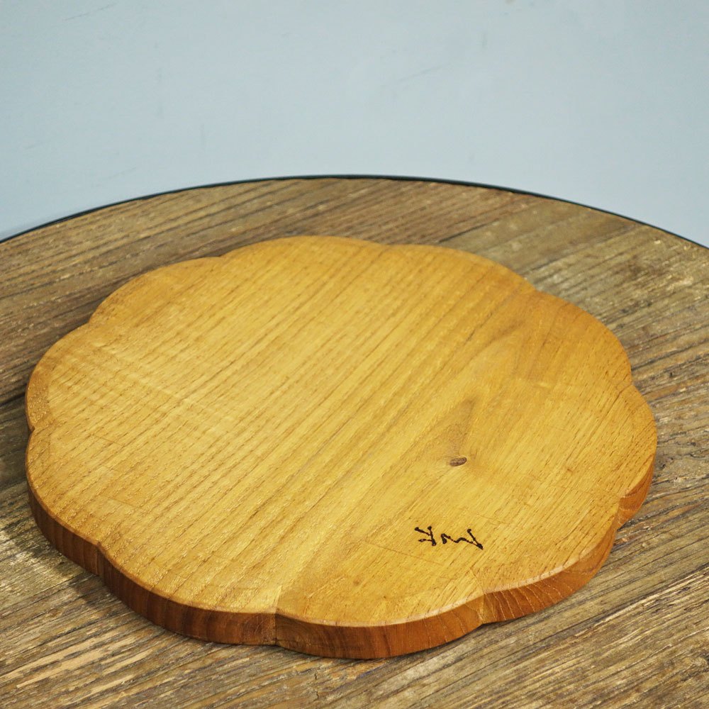 落合芝地 輪花盆 33cm 1尺1寸 木製トレイ 現代作家 ◎