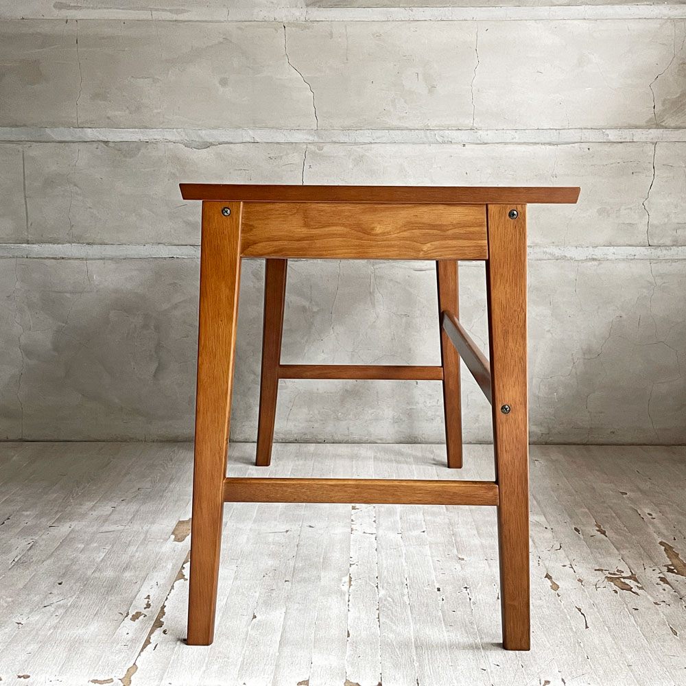 カリモク60＋ ロクマルプラス デスク スライド引き出し 片袖 ウォールナットカラー オーク材 ラバートリー材 レトロモダン ♪