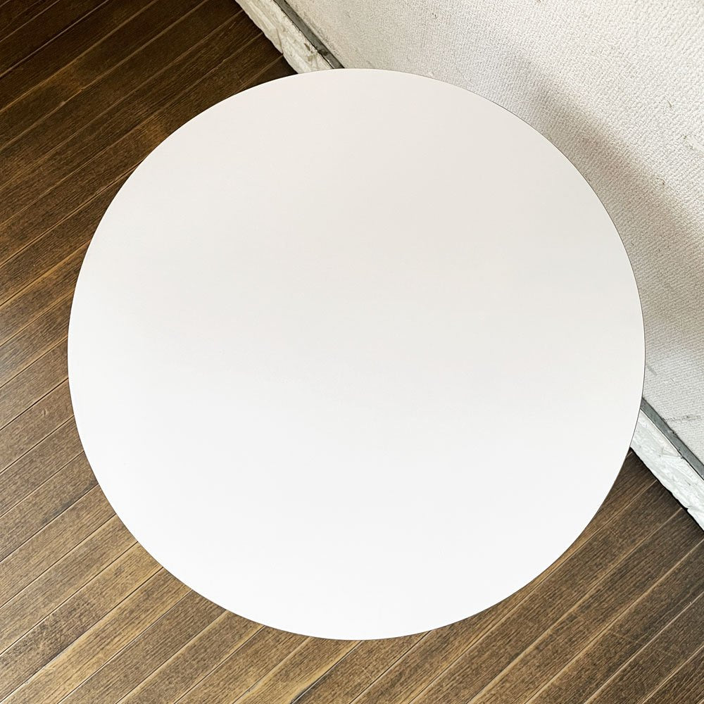 ハーマンミラー Herman Miller ペデスタルテーブル Nelson Pedestal Table サイドテーブル Φ43cm ホワイト天板 ジョージ・ネルソン ミッドセンチュリー 定価￥156,200- ◎