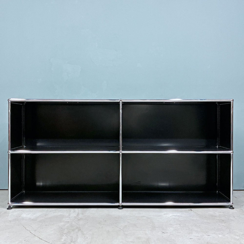 ユーエスエムハラー USM Haller モジュラーファニチャー ハラーシステム 2列2段 ブックシェルフ キャビネット グラファイトブラック ◎