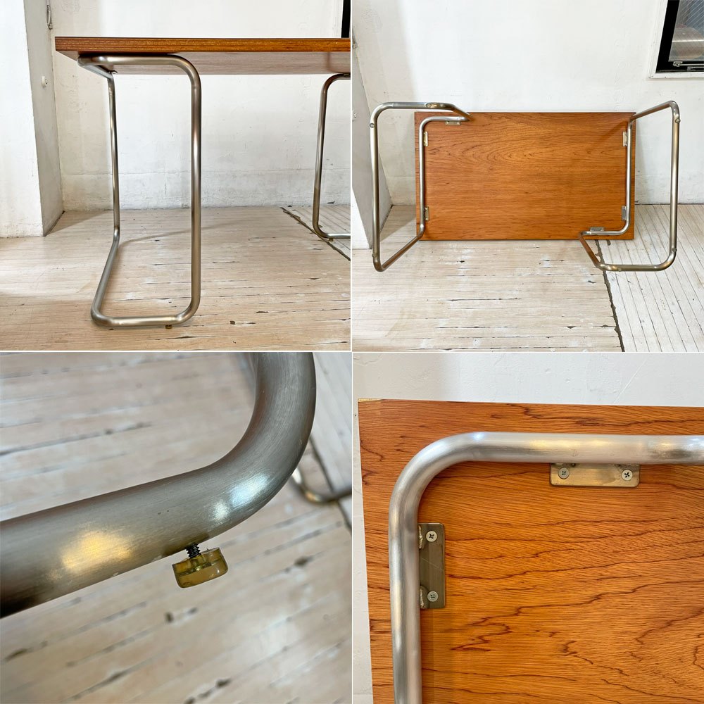 イデー IDEE 積層天板 × パイプ脚 ワークテーブル W120cm ダークブラウン ビンテージ ミッドセンチュリー インダストリアル ★