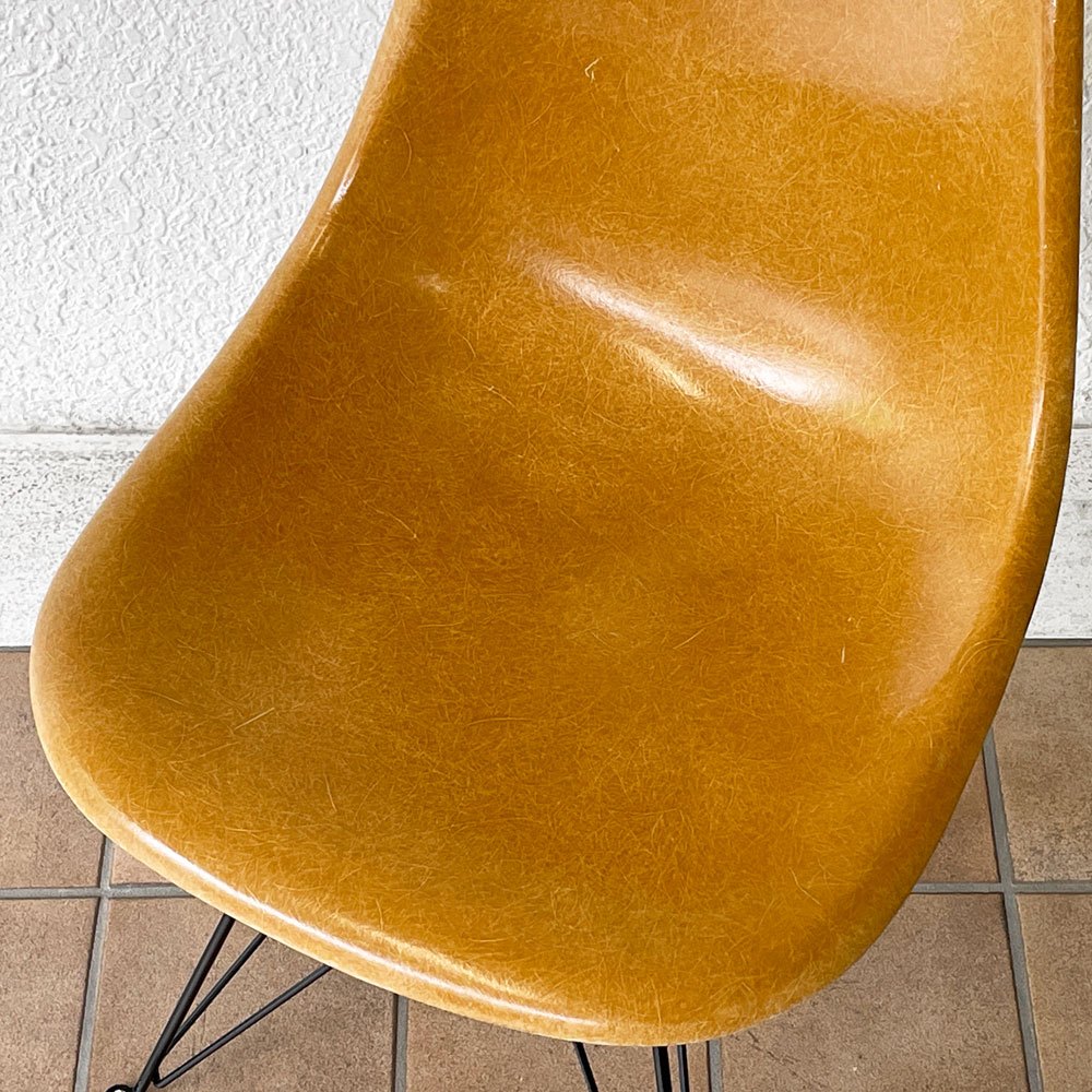 ハーマンミラー Herman Miller サイドシェルチェア 2nd 希少 オークルダーク エッフェルベース リプロダクト脚 イームズ ビンテージ ミッドセンチュリー ◇