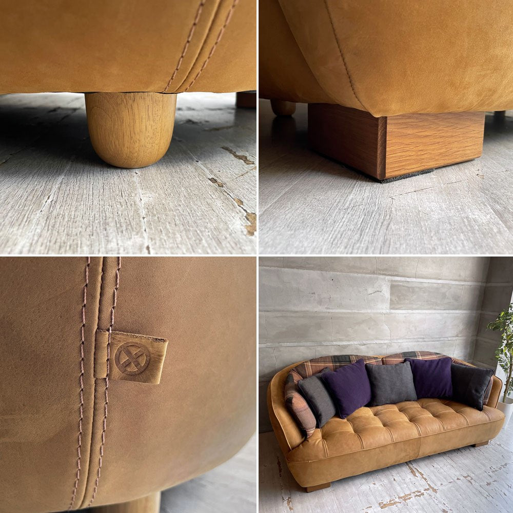 クラッシュゲート CRASH GATE タブレザーワークス tabu Leather Works オピアム OPIUM 3Pソファ  キャメル オイルレザー 定価 ¥418,000- ♪