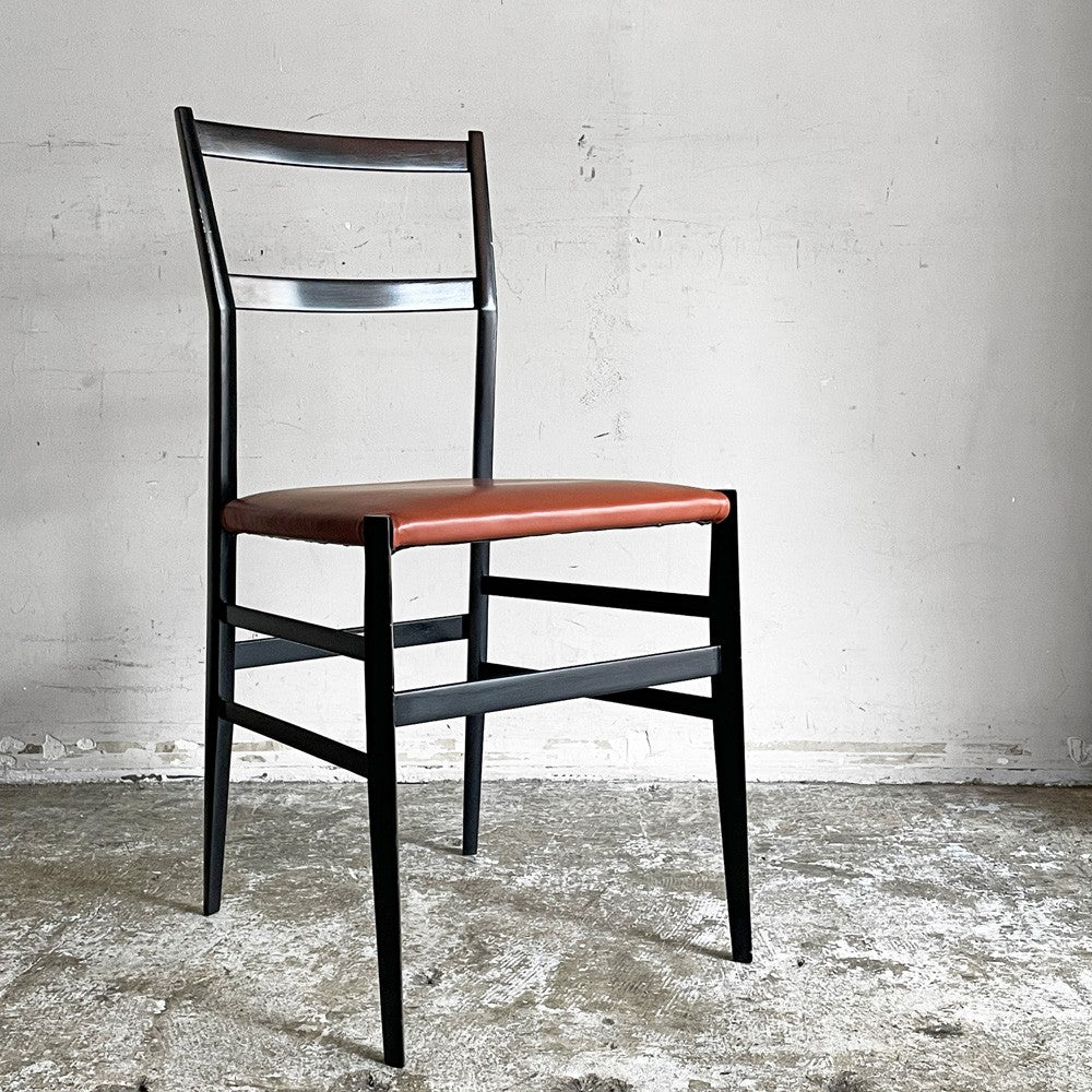 カッシーナ Cassina 699 スーパーレジェーラ SUPERLEGGERA チェア ダイニングチェア ブラックカラー アッシュ材 レザーシート ジオ・ポンティ ■