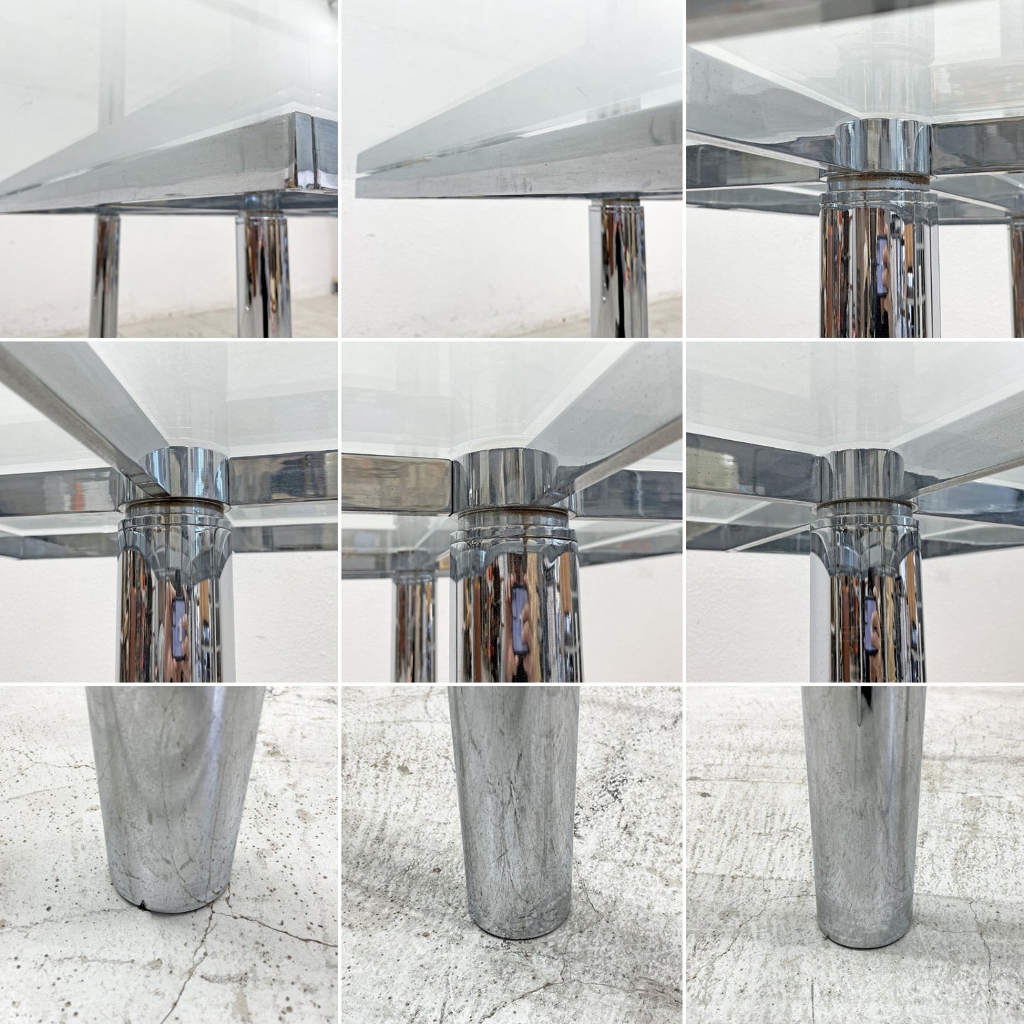 ノル Knoll アンドレ Andre Square Glass Table ダイニングテーブル ガラストップ  スクエア Tobia Scarpa モダンデザイン 〓
