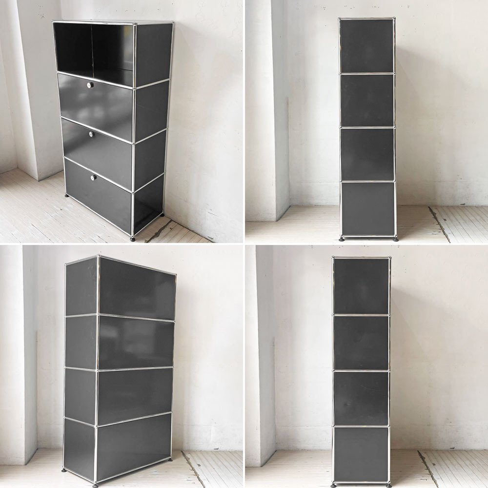 ユーエスエムハラー USM Haller モジュラーファニチャー Modular Furniture キャビネット シェルフ 1列4段 旧型 スイス ★
