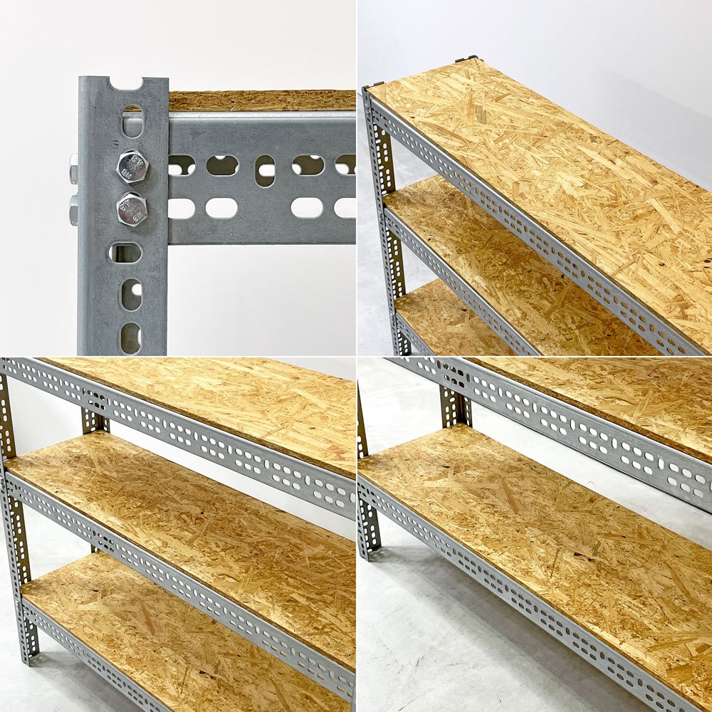リオン LYON アングルシェルフ SLOTTED ANGLE SHELF 3段 オープンシェルフ OSB材 スチール オーダーサイズ P.F.S.取扱 ●