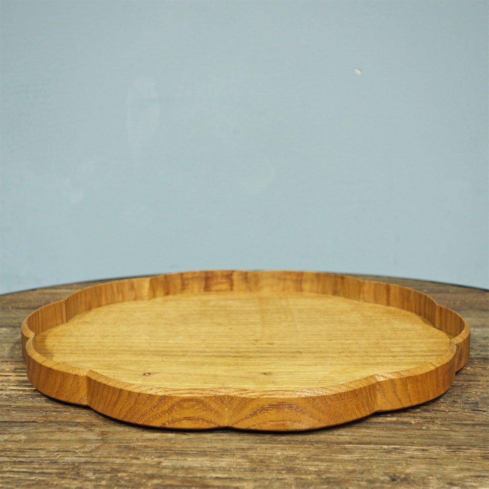落合芝地 輪花盆 33cm 1尺1寸 木製トレイ 現代作家 ◎