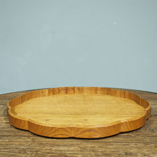 落合芝地 輪花盆 33cm 1尺1寸 木製トレイ 現代作家 ◎
