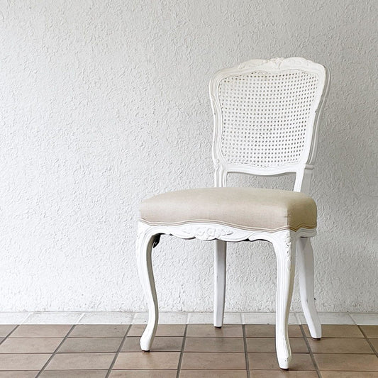 サラグレース Sarah Grace SGD デビュー ダイニングチェア DEBUT DINING CHAIR CHARM BD WHITE&NATURAL LINEN ラタンバック アンティーク風 参考定価 \55,000- A ◇