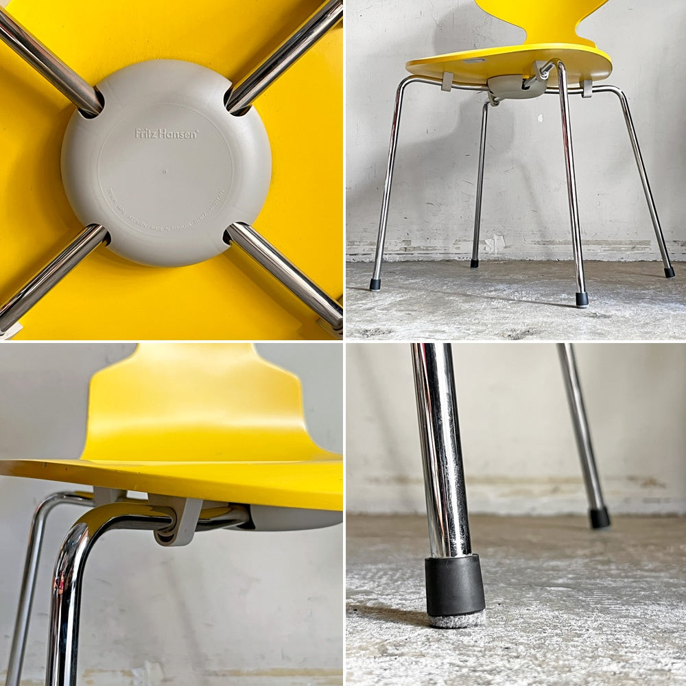 フリッツハンセン Fritz Hansen アントチェア ANT CHAIR 4本脚 イエロー ラッカー仕上げ 2002年製 アルネ・ヤコブセン デンマーク 北欧家具 ■