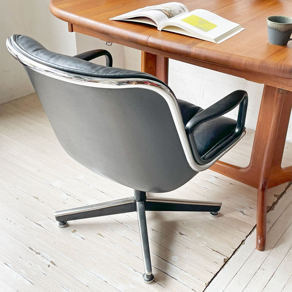 ノル Knoll ポロックチェア Pollock Chair エグゼクティブチェア デスクチェア 4本脚 グライズ仕様 レザー 本革 チャールズ・ポロック Charles Pollock ビンテージ ★