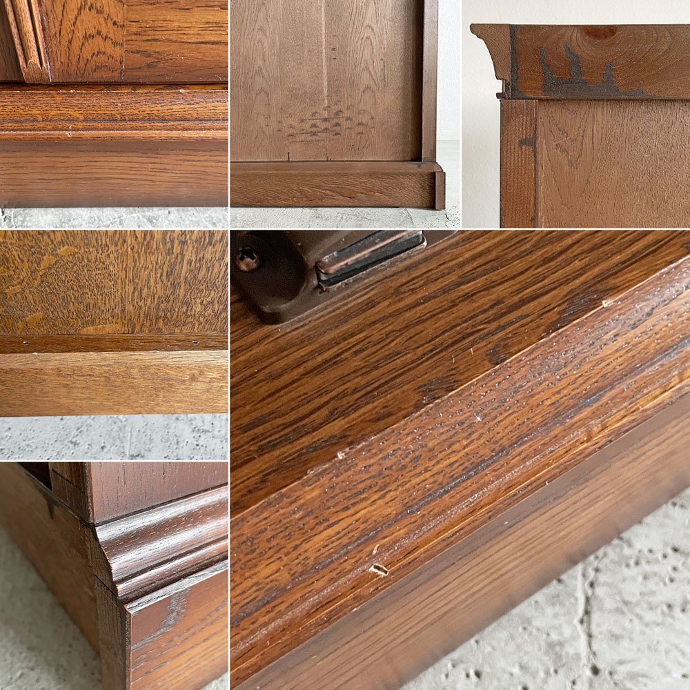 上坂木材 ブルックス Brooks ブックボード 本棚 ガラス収納棚 ナラ材 W90.5cm ヨーロピアンクラシカルスタイル IDC大塚取扱 旭川家具 〓