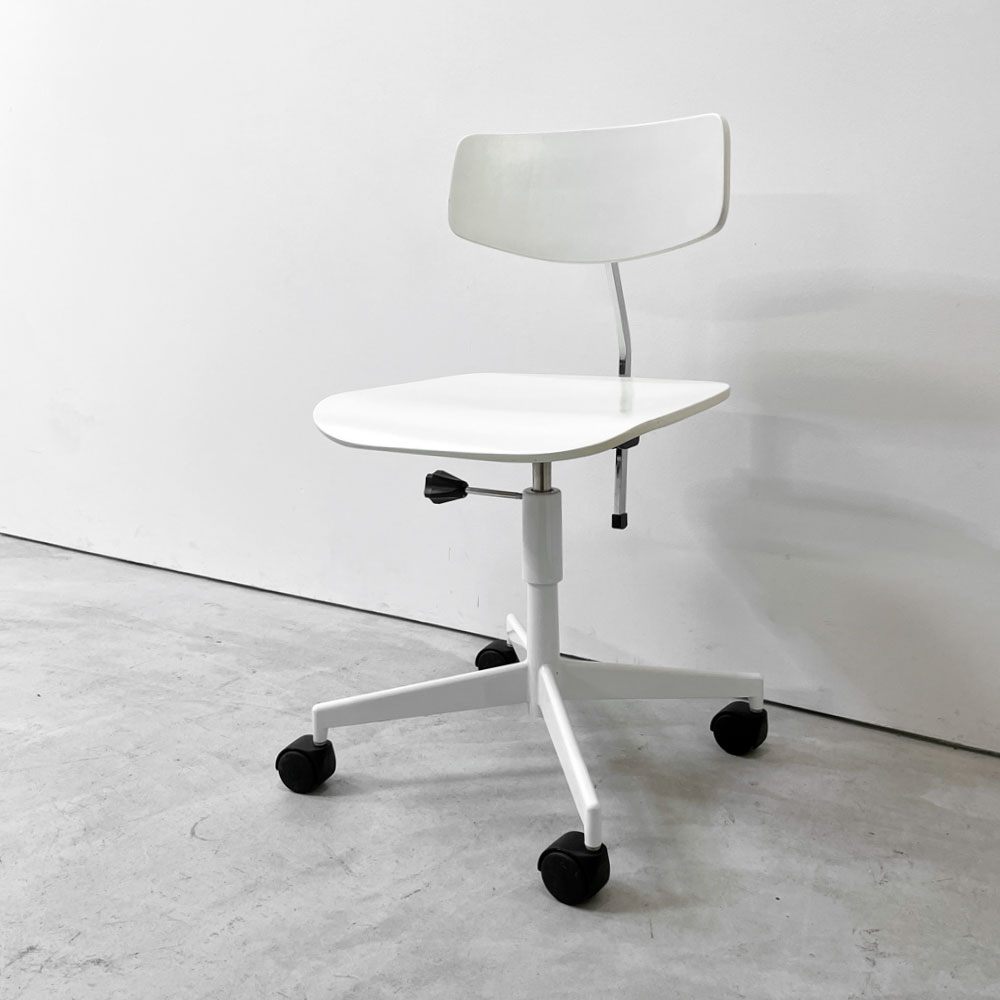 ラボファ Labofa デスクチェア オフィスチェア プライウッド ホワイト ダブルホイール 高さ調整可 デンマーク製 北欧家具 ●