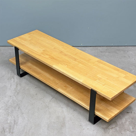 かなでもの KANADEMONO THE TV BOARD LOW TABLE ラバーウッド無垢材 × Black Steel W120cm ナチュラル  ◎