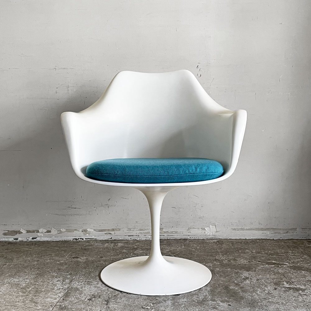 ノル ノール Knoll サーリネンコレクション チューリップチェア アームチェア ダイニングチェア ホワイト 座面クッション交換済み エーロ・サーリネン ビンテージ 参考定価￥520,300- ■