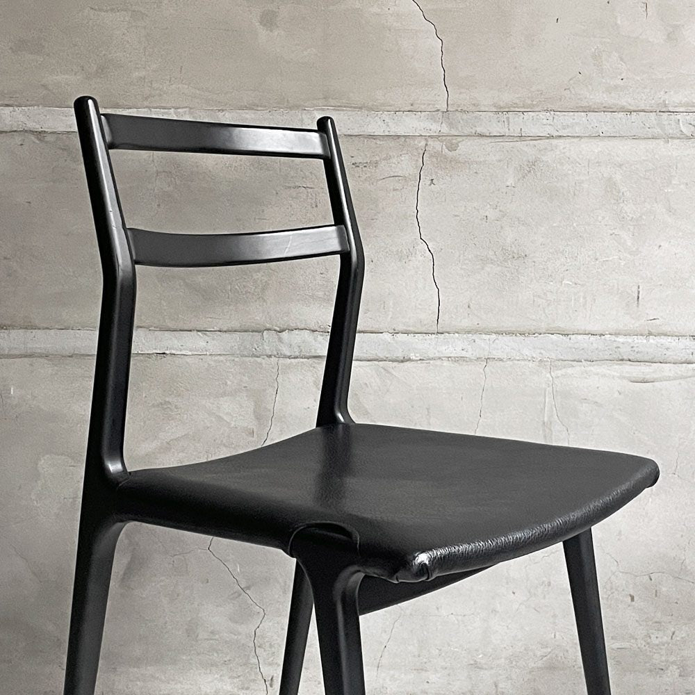 天童木工 TENDO インパラチェア Impala Chair ダイニングチェア ブラック レザー 本革 佐々木敏光 ジャパニーズミッドセンチュリーモダン C  ♪
