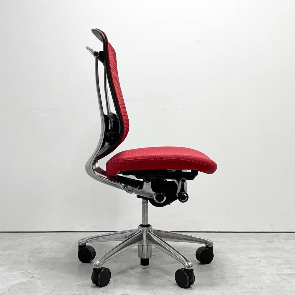 オカムラ okamura コンテッサ Contessa オフィスチェア スタンダードタイプ ランバーサポート付 CM32AB FBF9 メッシュ レッド 現状品 ●