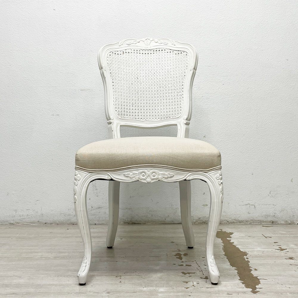 サラグレース Sarah Grace SGD デビュー ダイニングチェア DEBUT DINING CHAIR CHARM BD WHITE&NATURAL LINEN ラタンバック アンティーク風 参考定価 \55,000- B ●