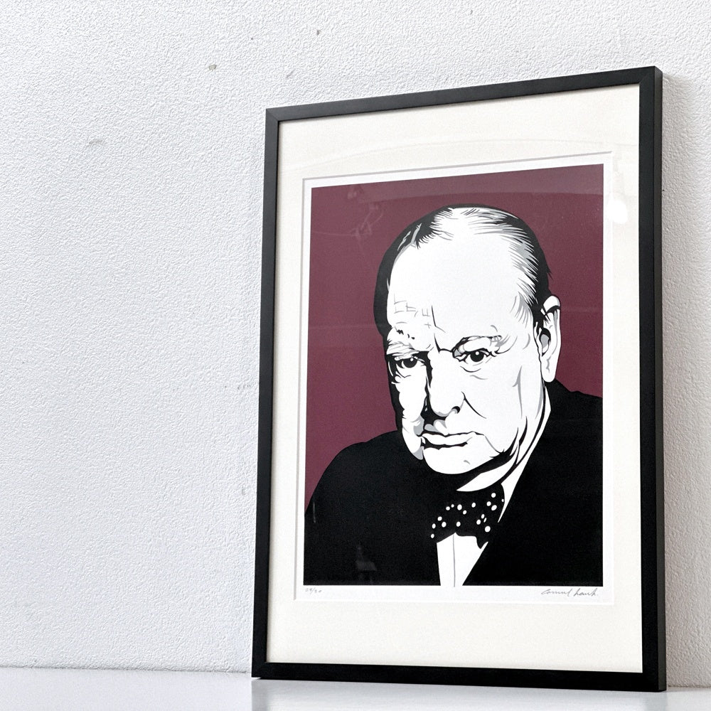 コンラッドリーチ CONRAD LEACH シルクスクリーン ウィンストン・チャーチル Winston Churchill アートフレーム 大型 ポスター 額装品 現代アート ポップアート イギリス ●