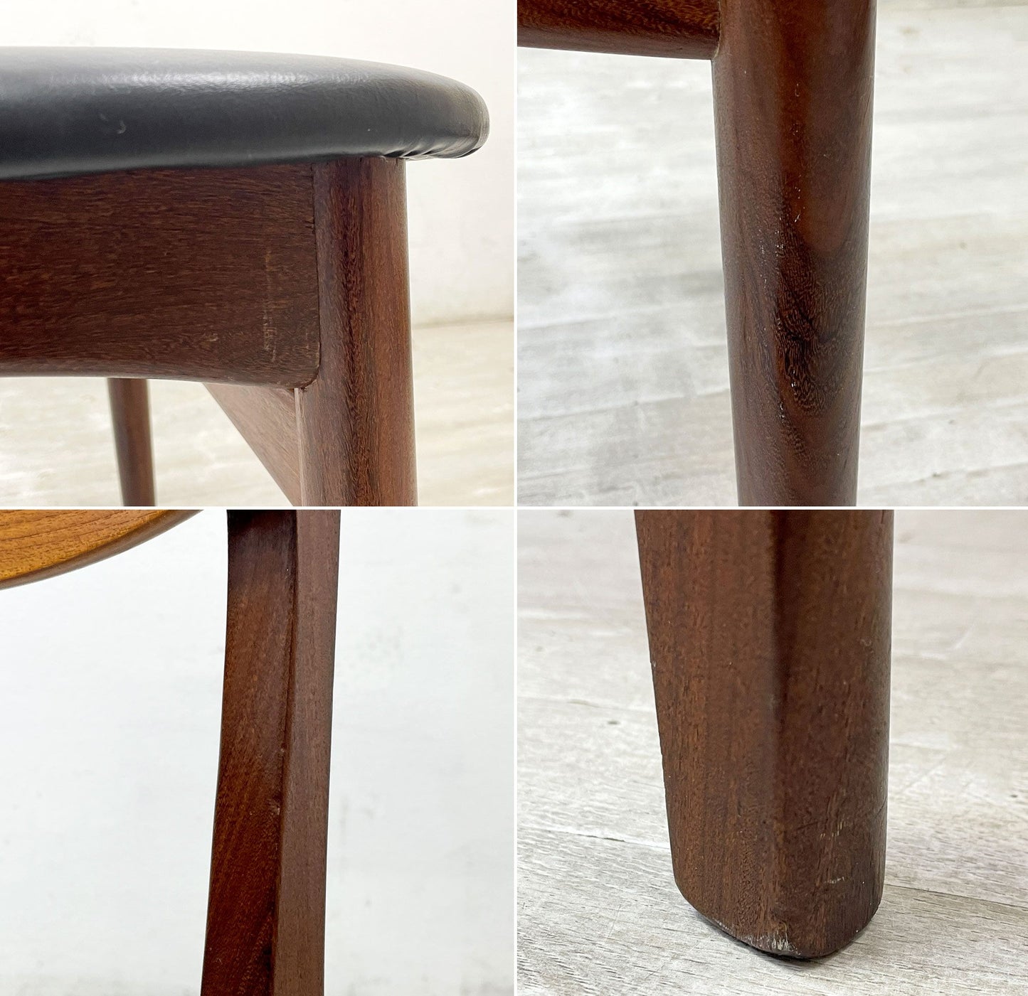 ファーストラップ FARSTRUP Model 208A ダイニングチェア チーク×アフロモシア材 レザー デンマーク ビンテージ 北欧家具 B ●
