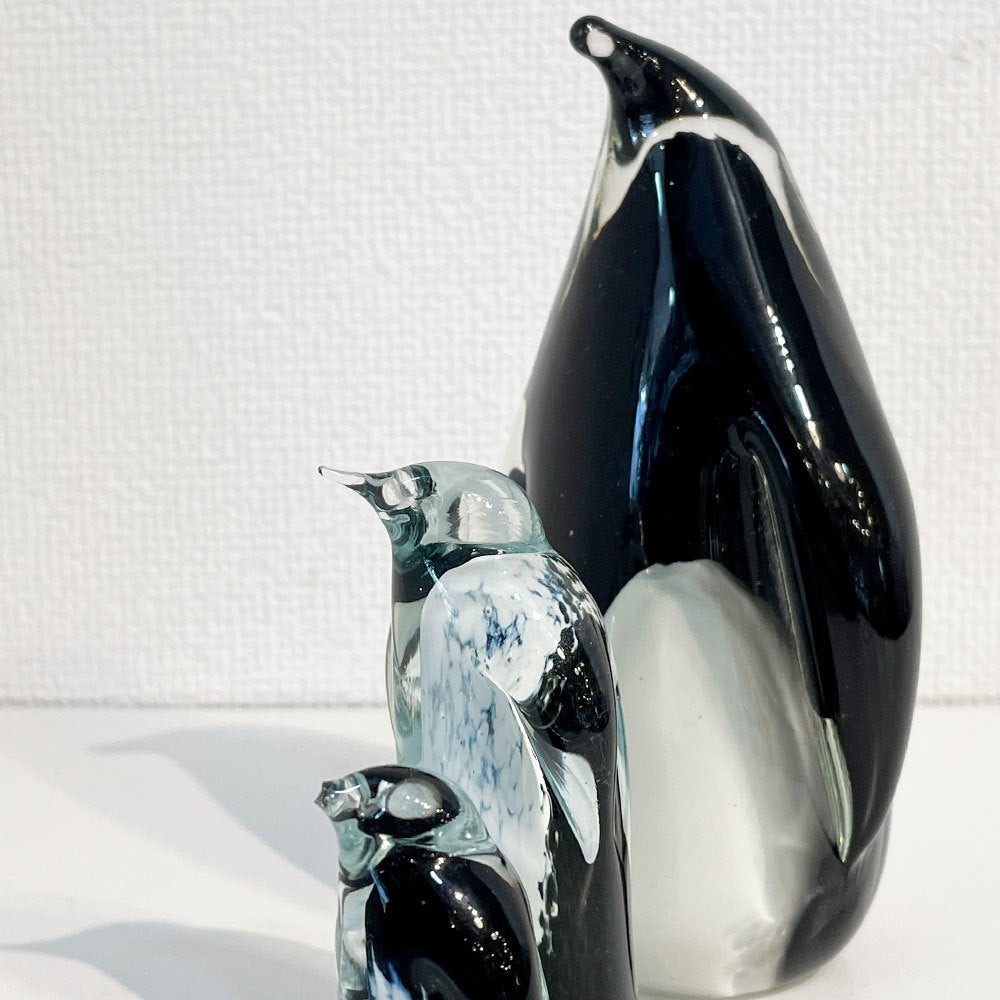 ホグラン アート グラス HOGLUND ART GLASS ガラスオブジェ ペンギンS・M・L 3点セット ニュージーランド ◎