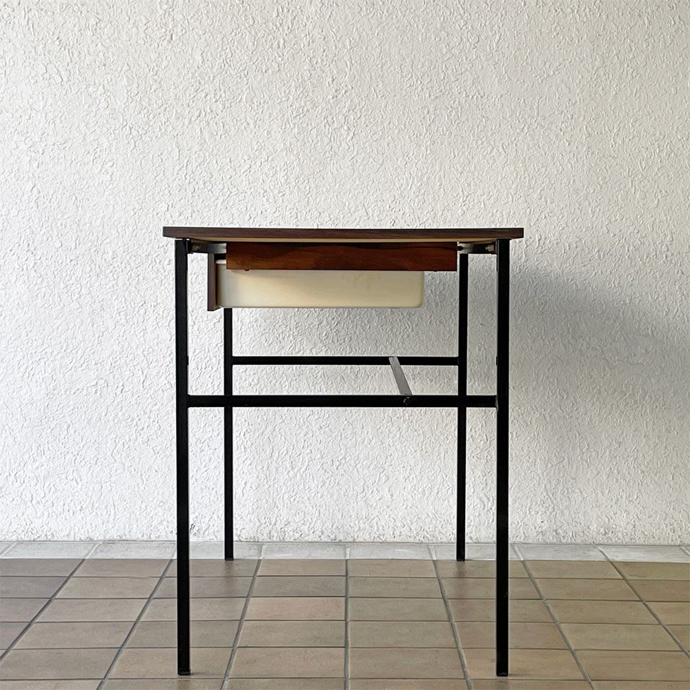 ミューロップ Meurop スモール ワーク デスク W100cm ピエール・ガーリッシュ Pierre Guarich 抽斗1杯 ベルギー ビンテージ ミニマル ◇