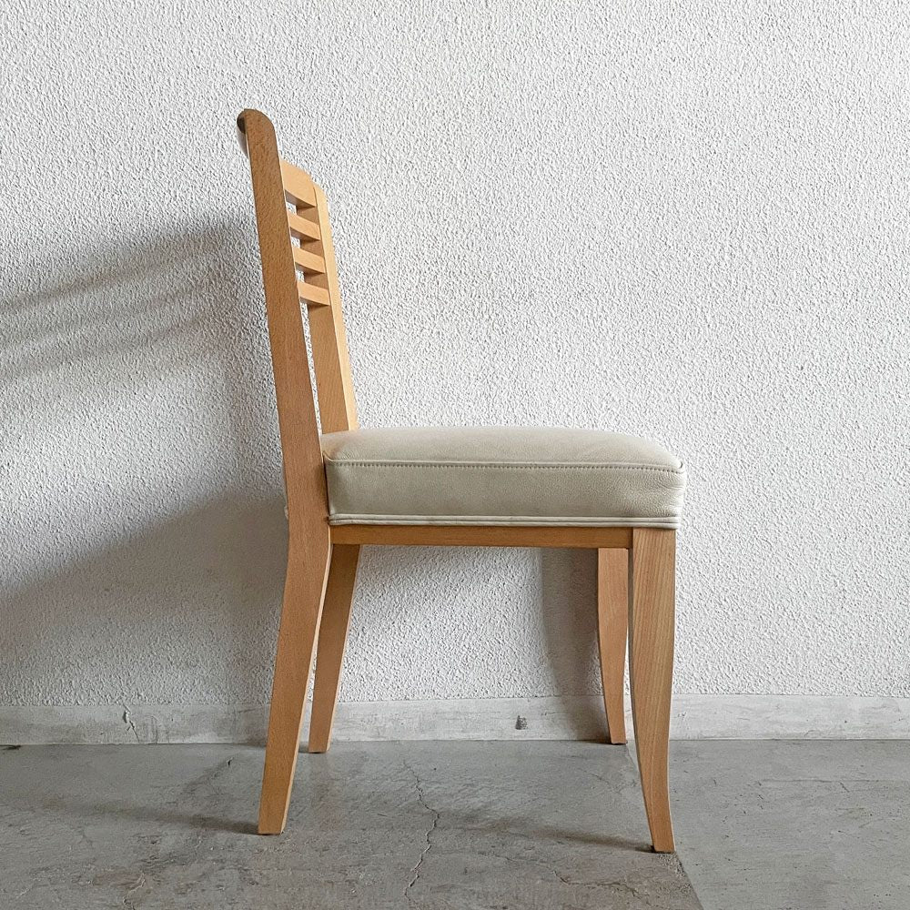 カッシーナイクスシー Cassina ixc. カジノ CASINO ダイニングチェア ビーチ材 レザーシート オフホワイト系 フィリップ・ユーレル Philippe Hurel 廃番 A 〓