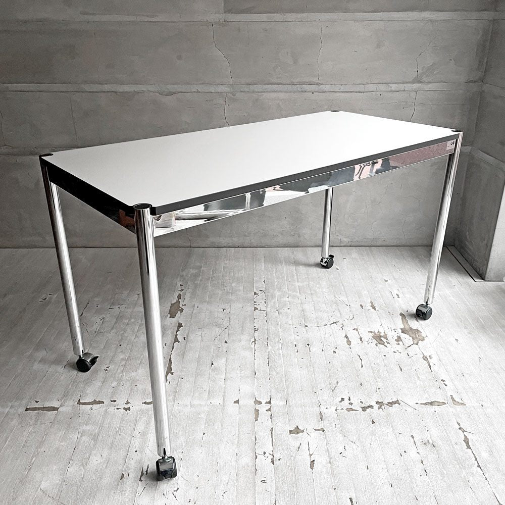 USMハラー USM Haller モジュラーファニチャー ハラーテーブル ワークデスク ダイニングテーブル パールグレーラミネート (ホワイト) キャスター モダン スイス ♪