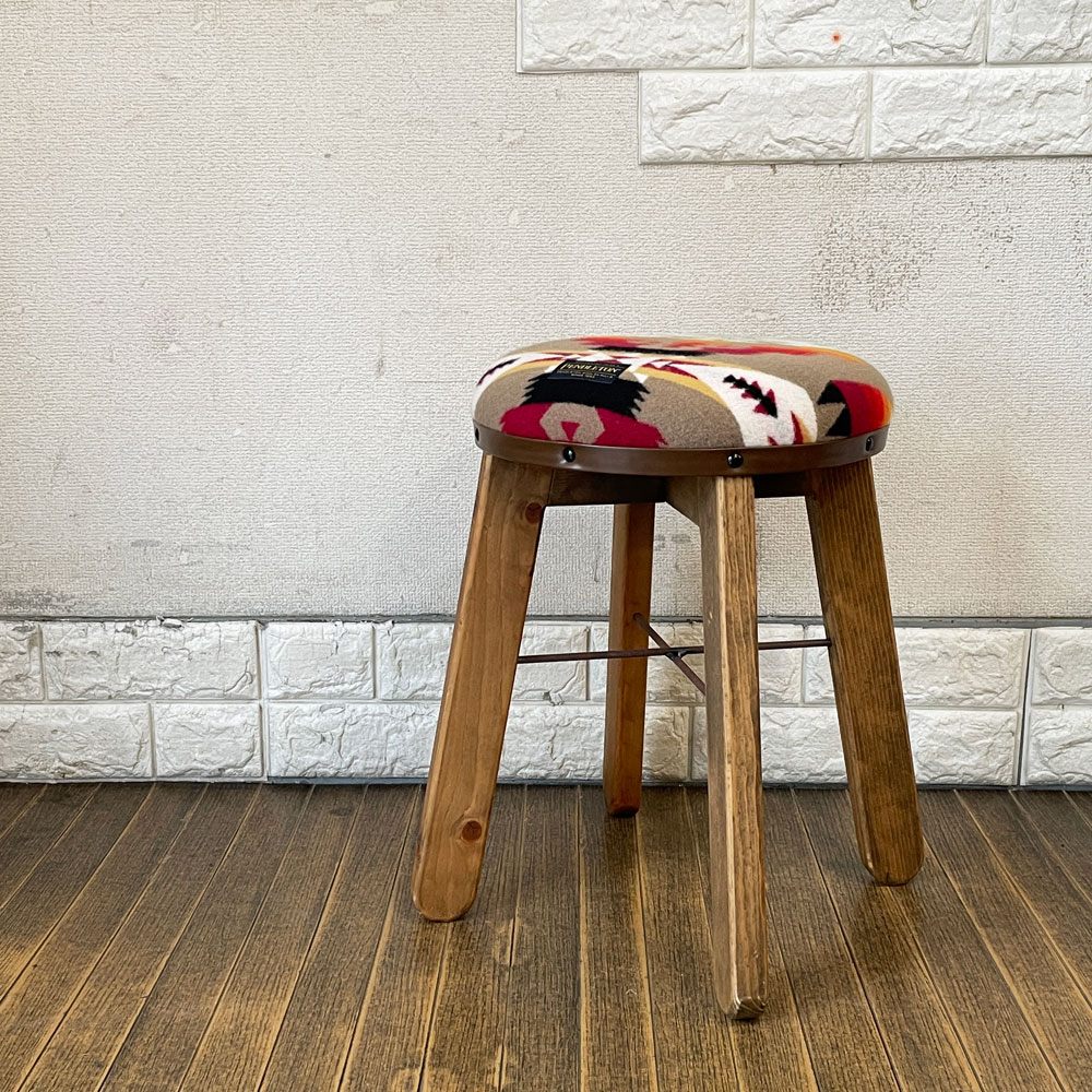 ペンドルトン PENDLETON  ウッディ ハイチェア Woody High Chair スツール Pilot Rock ウール生地 パイン無垢材 定価￥25,300- ◎