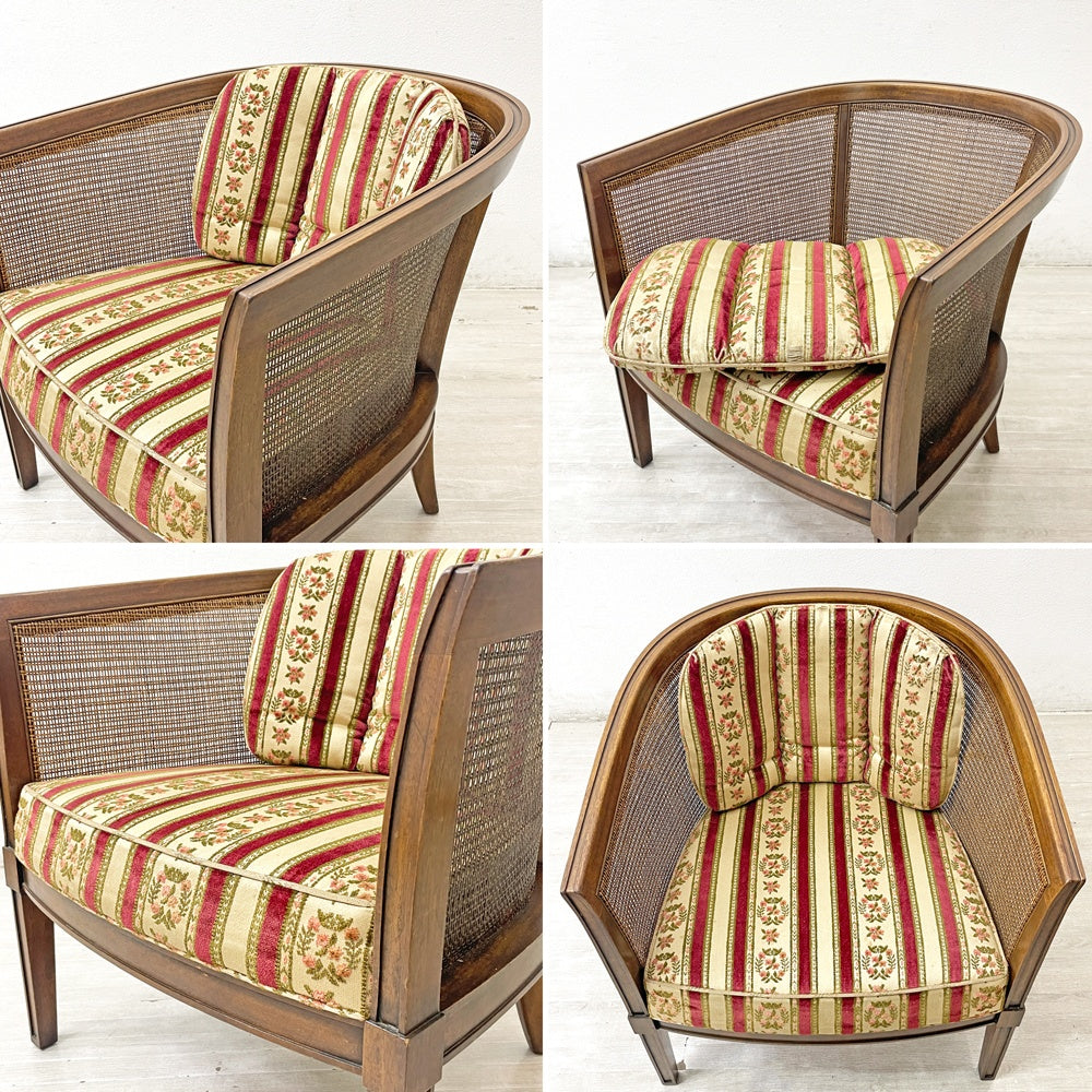 ドレクセルヘリテイジ DREXEL HERITAGE トライユン TRIUNE アップホルスタリーチェア UPHOLSTERY CHAIR ラタン張り USビンテージ A ●