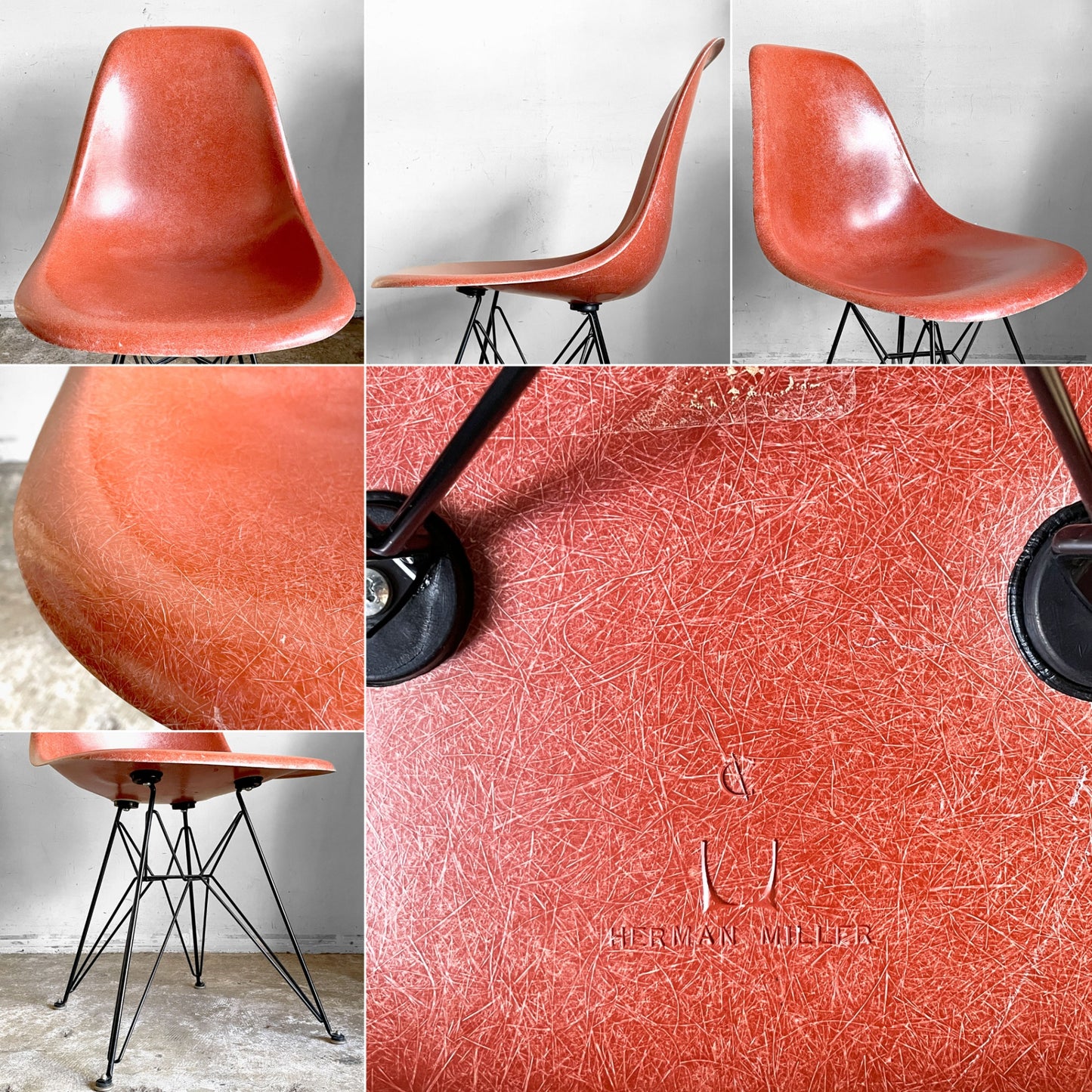 ハーマンミラー Herman Miller サイドシェルチェア セカンド 2nd FRP エッフェルベース テラコッタ ビンテージ イームズ ミッドセンチュリー ■