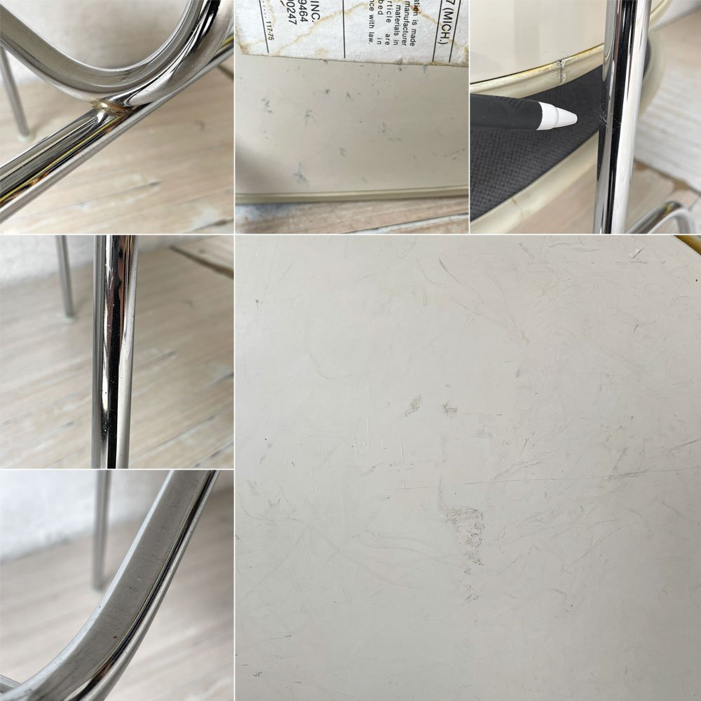 ハーマンミラー Herman Miller ツーピースプラスチックチェア Two Piece Plastic Chair DCM ホワイト グレー ファブリック張替済 ビンテージ イームズ 希少 ★