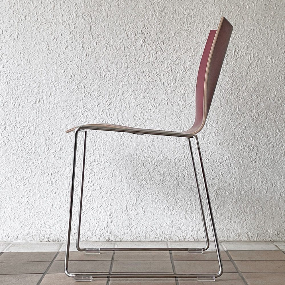 エンゲルブレヒト Engelbrechts チャリック CHAIRIK 107 ダイニングチェア スタッキング そり足 ボルドー 未使用品 デンマーク B ◇