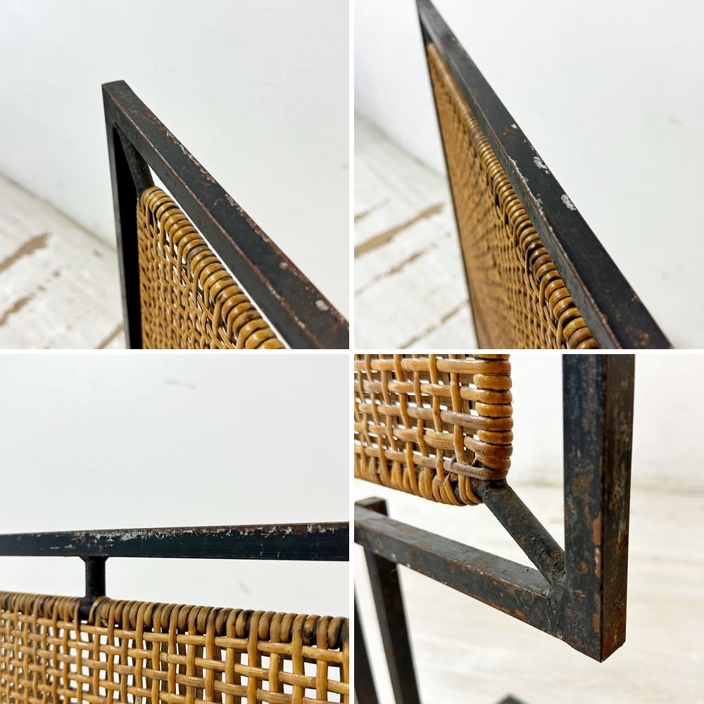 ジャパンビンテージ Japan Vintage アイアン × ラタン パーテーション 衝立 間仕切り H129cm ジャパニーズモダンデザイン A ●