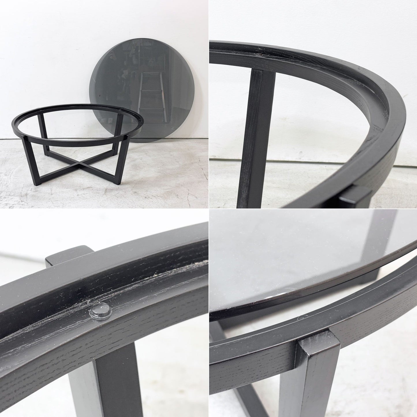 カッシーナイクスシー CASSINA ixc. ラーゴ LAGO ダークグレーガラス センターテーブル Ø90cm ミニマルモダン イタリア ●